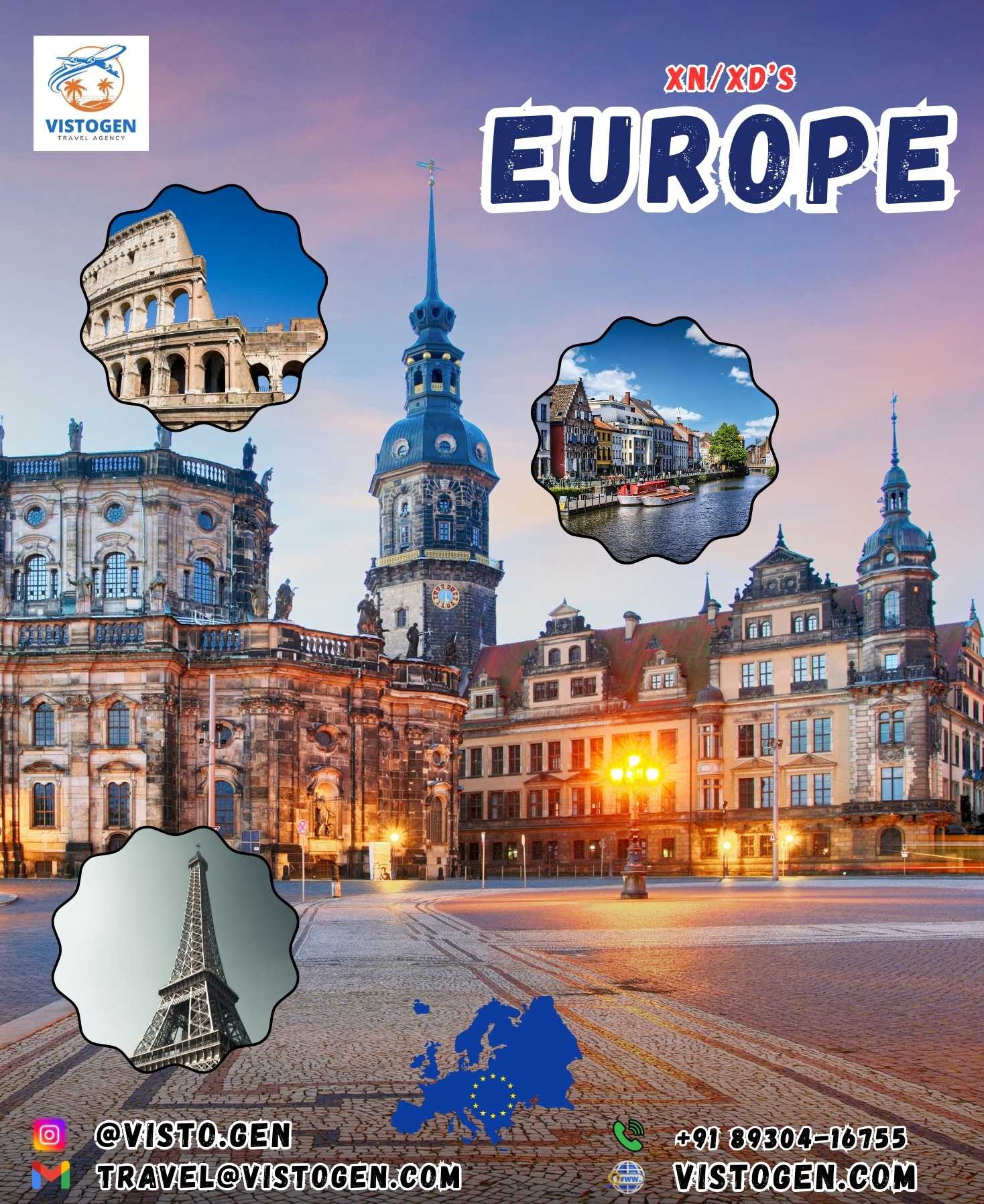 Europe tour package – Paris, Switzerland, Italy trip with flights, visa, hotels, meals and transfers