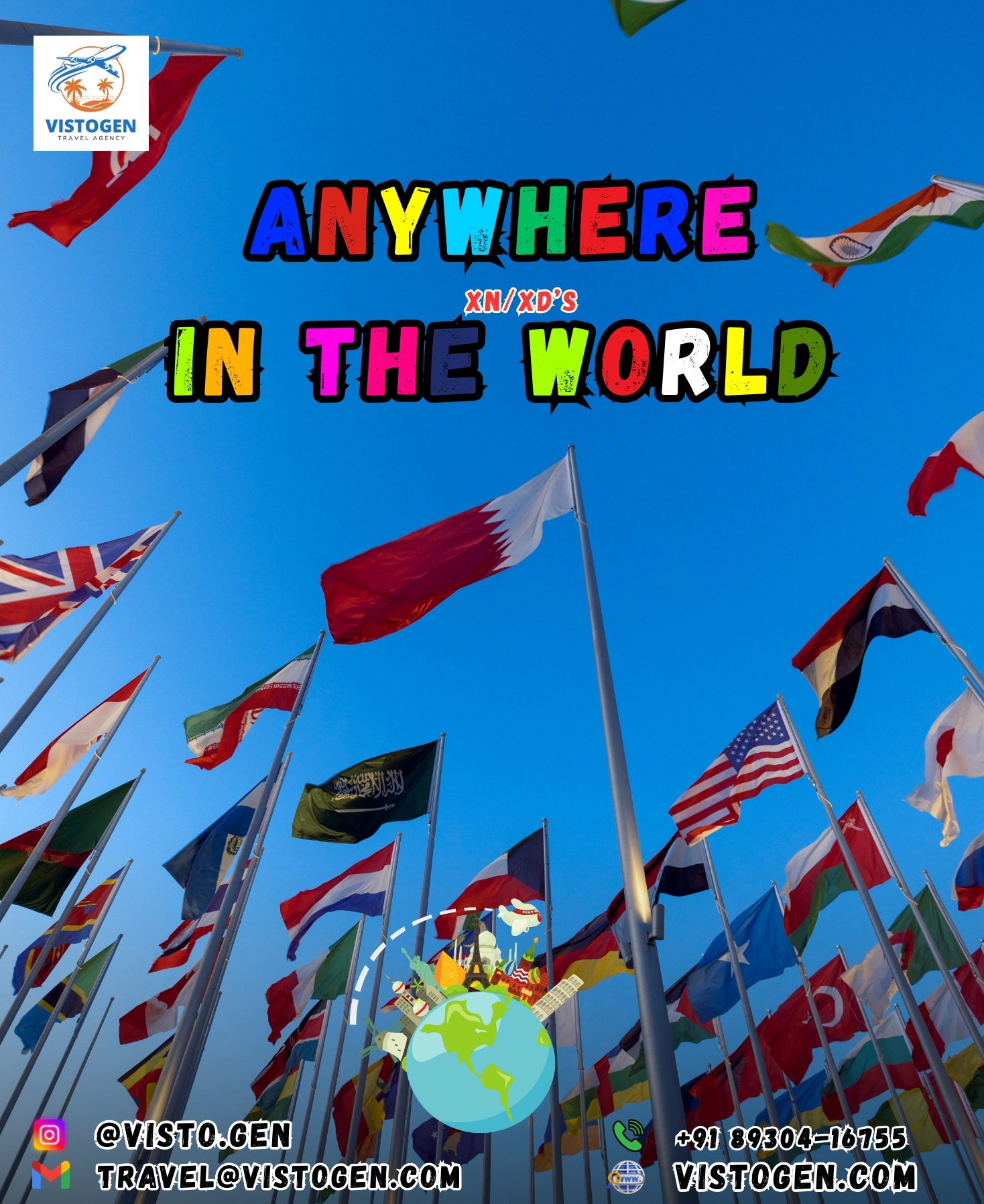 Custom international travel package – worldwide destinations with flights, visa, hotels, meals and transfers